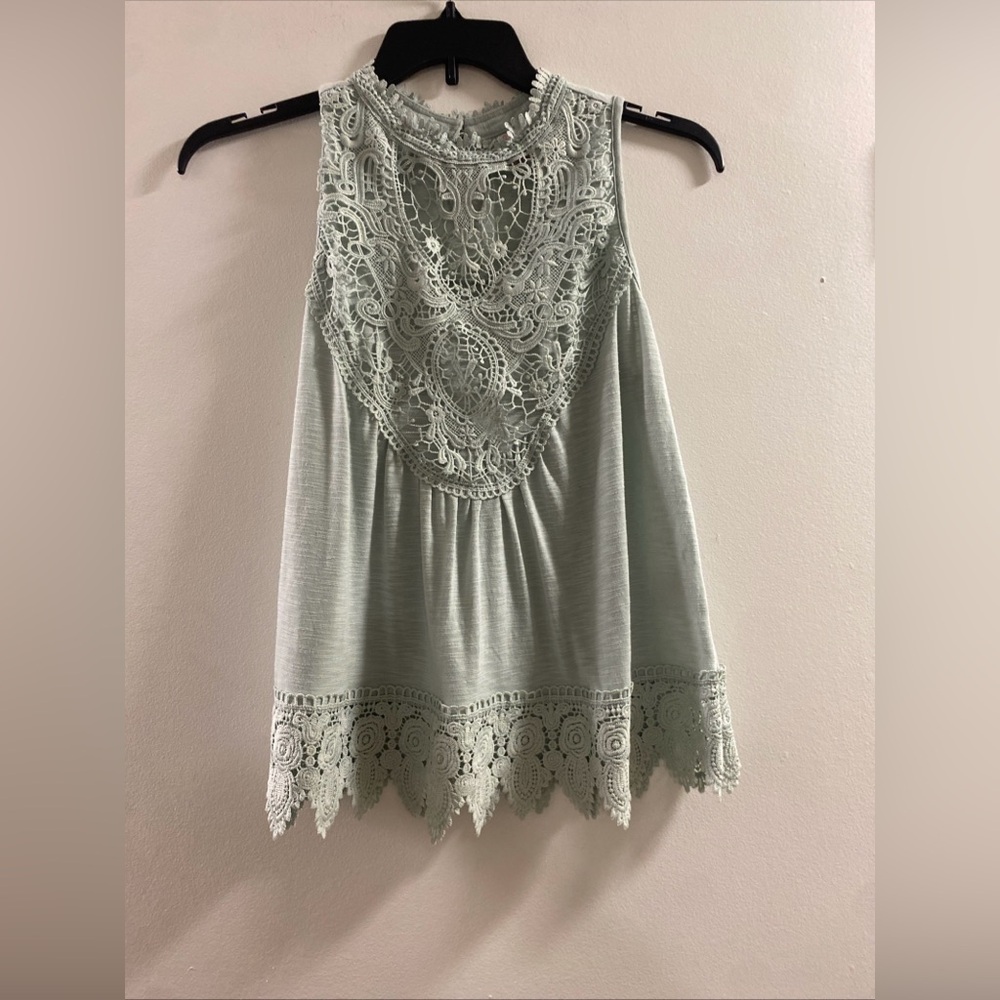 No Boundaries Lace Detail Green Blouse Sz L(11-13)